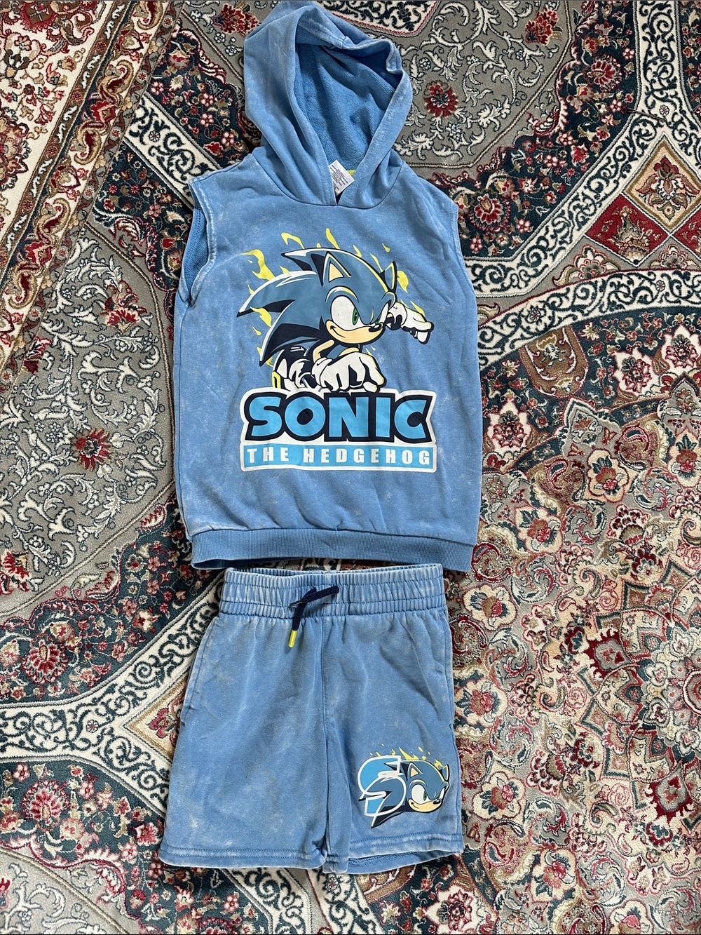 Sonic the Hedgehog Blue Kids Hoodie & Shorts Matching Set